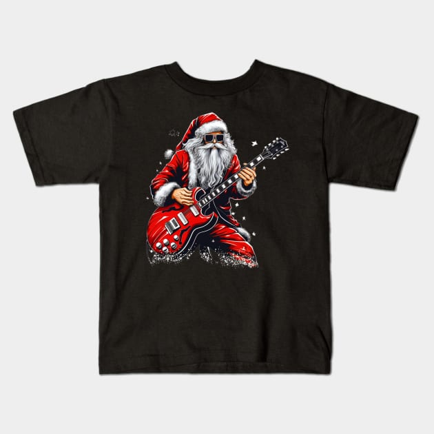 Guitar Santa Kids T-Shirt by MZeeDesigns